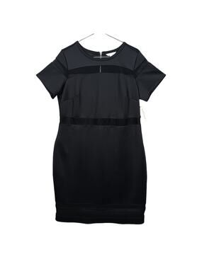 JCP Boutique+ Dress Size 1X Black With Mesh Panels Short Sleeve Zippered NWT